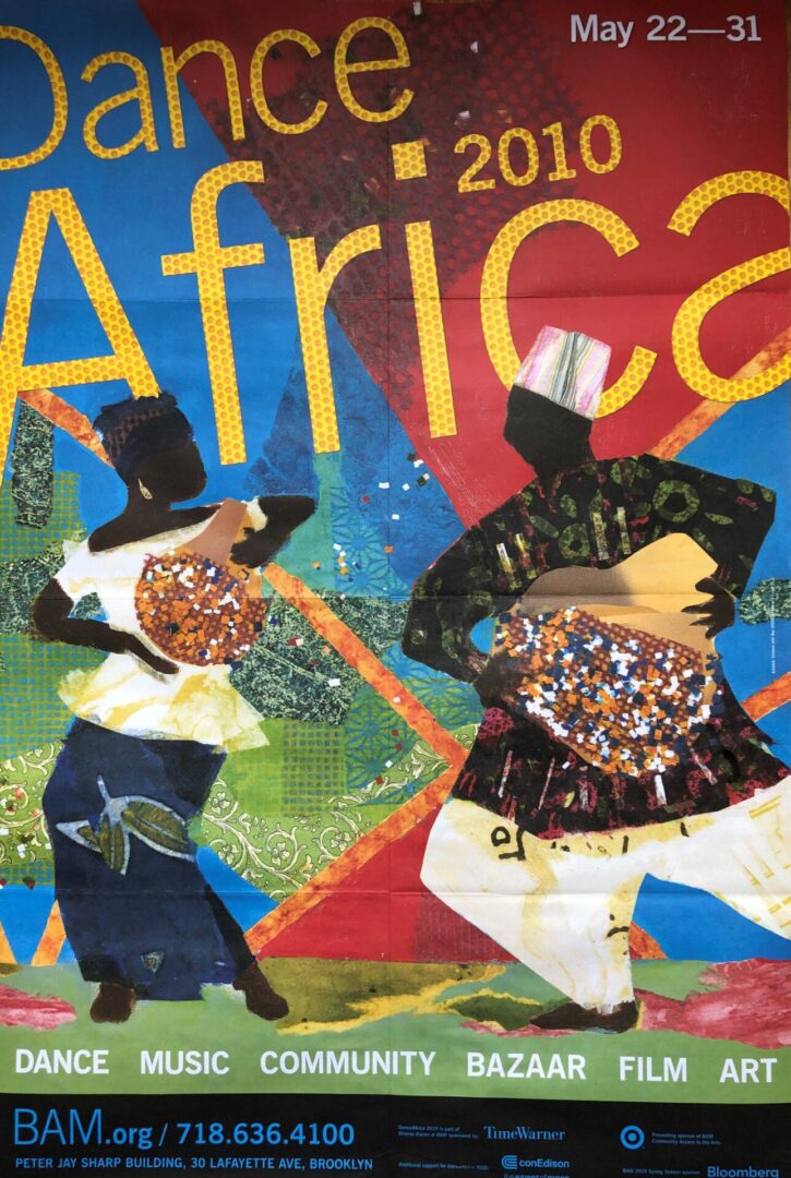 A painting of two people dancing in africa.
