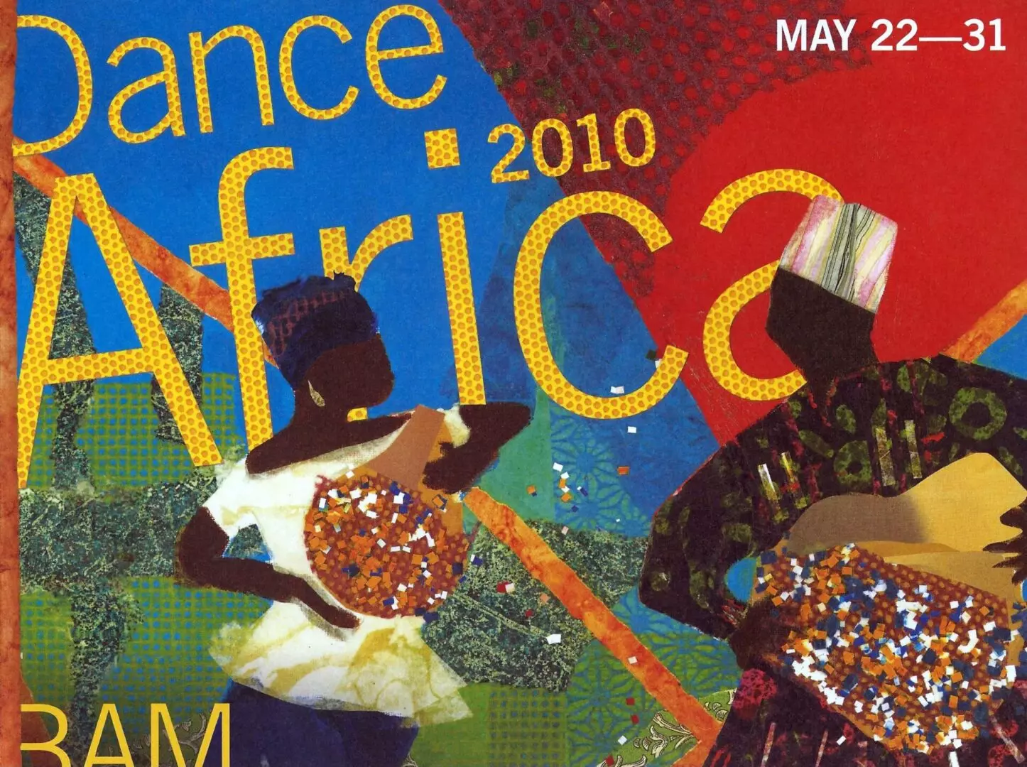 A painting of two women holding bowls in front of the words " dance africa 2 0 1 0."