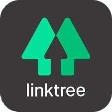 A green link tree logo on top of a black background.