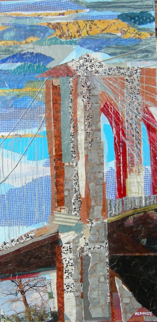 A mosaic of the brooklyn bridge in new york city.