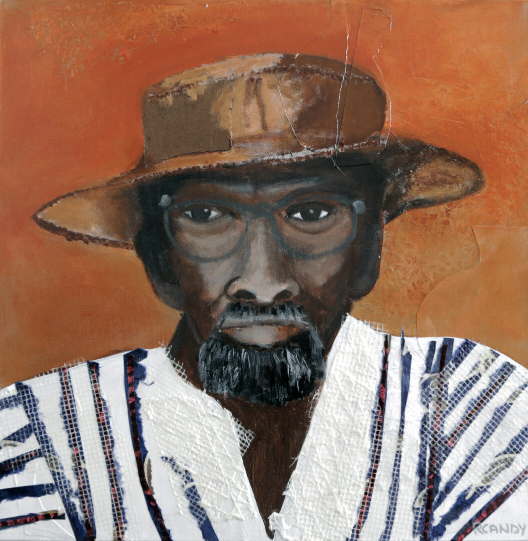 A painting of a man with a hat on.