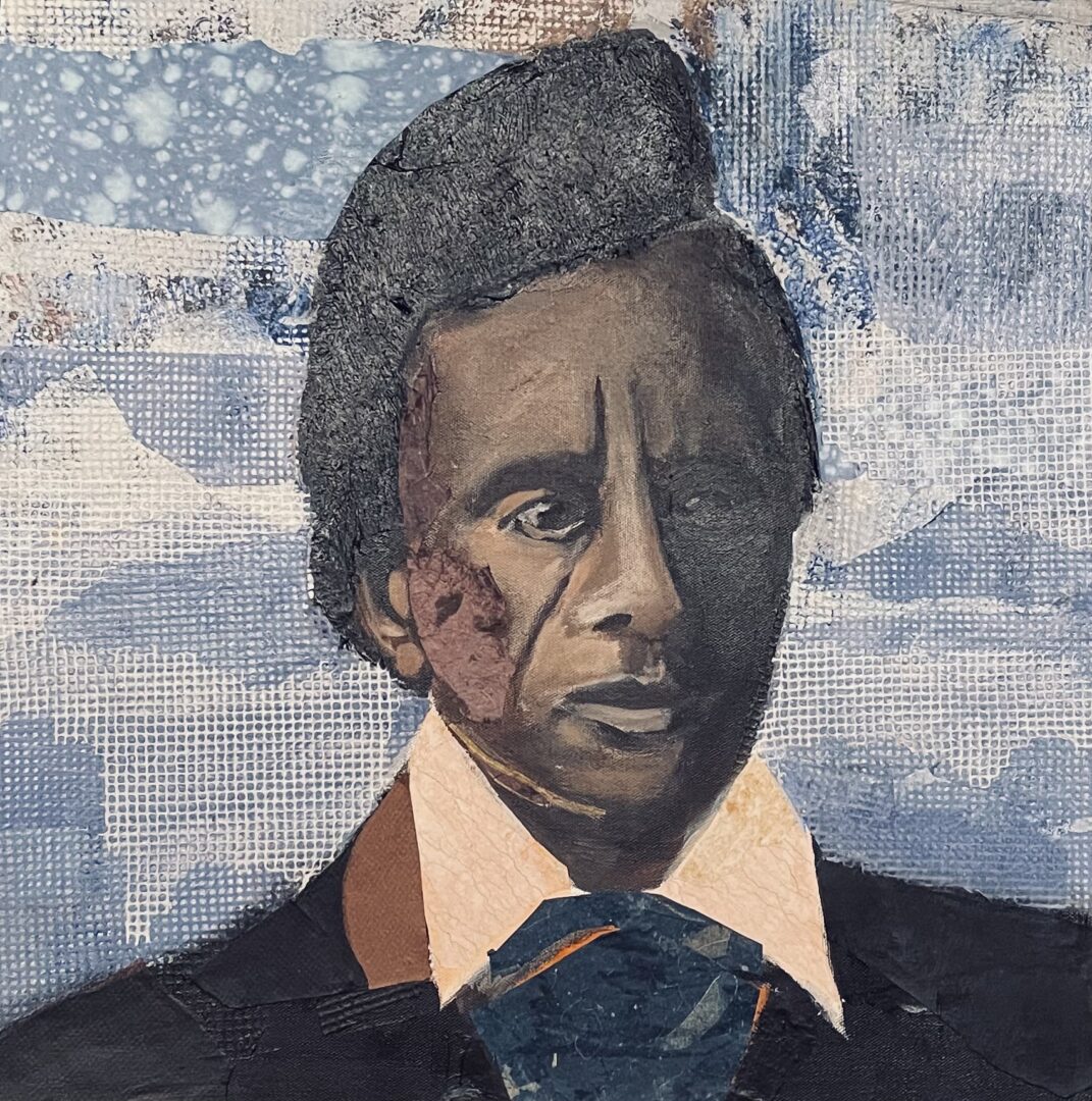 A painting of a man in a suit and tie.